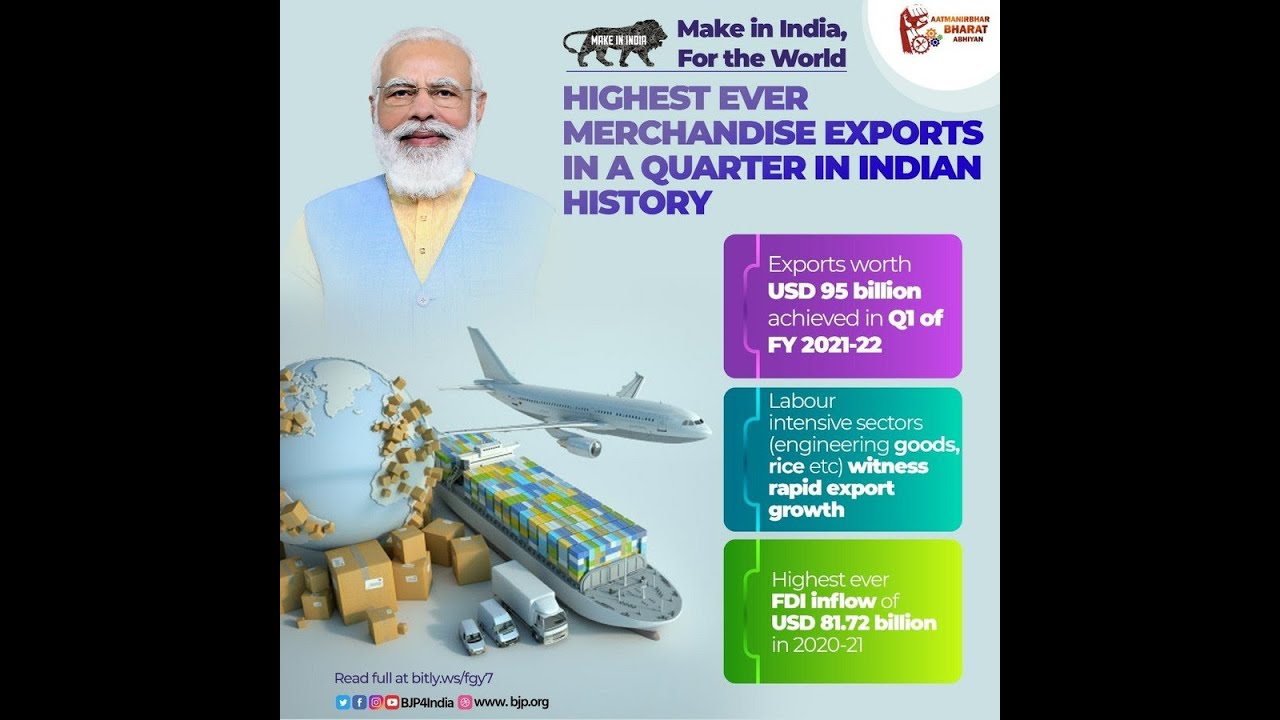 INDIA BREAKS RECORD IN EXPORT GROWTH NEW RECORD FIRST TIME 2021(MAKE IN INDIA, FOR THE WORLD)