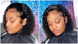 How to Do Curly Bob Lace Wig Install W\/ Baby Hairs🥰| ChinaLaceWigs 😍