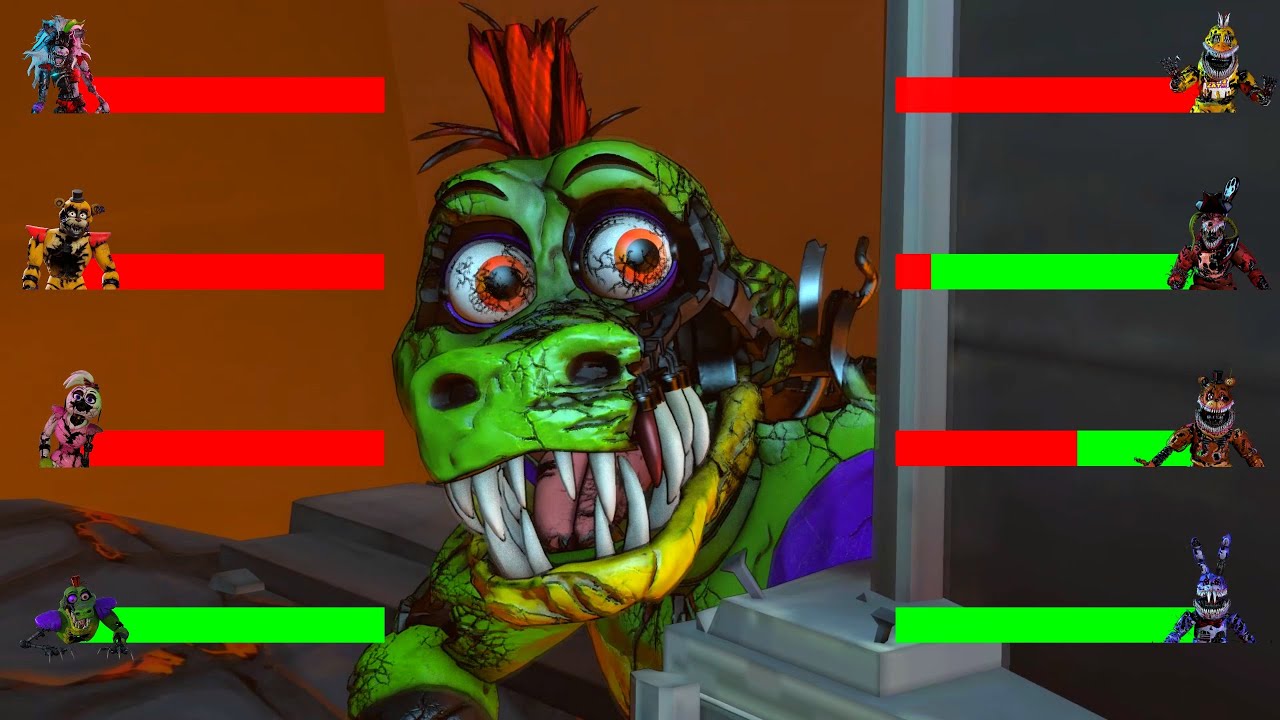 [SFM FNaF] Corrupted VS Shattered Security Breach WITH Healthbars - YouTube