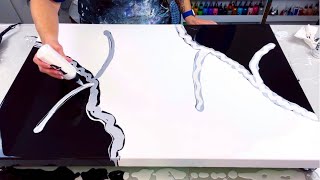 # 427  BLACK ⚫ & WHITE ⚪ Gradient Pour! | Acrylic Pouring Painting | Abstract Art