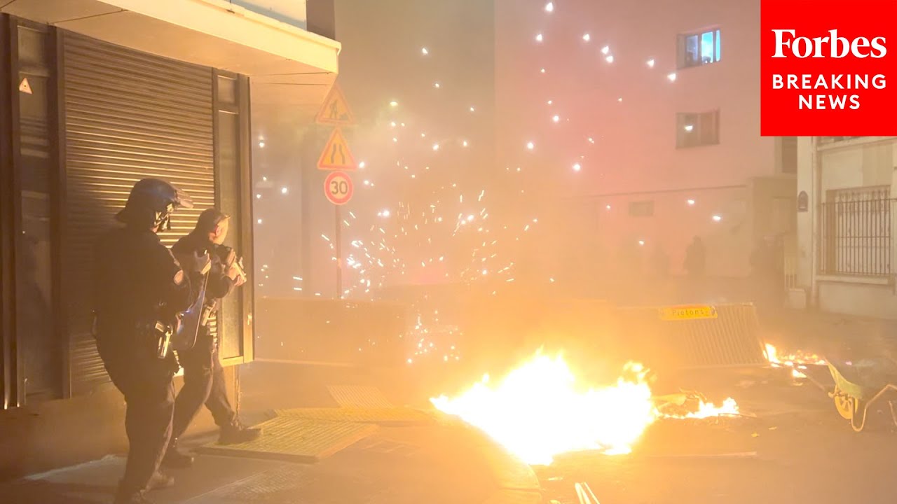 Paris Authorities Deal With Fires Set During Ongoing Demonstrations Over Fatal Shooting Of Nahel M.