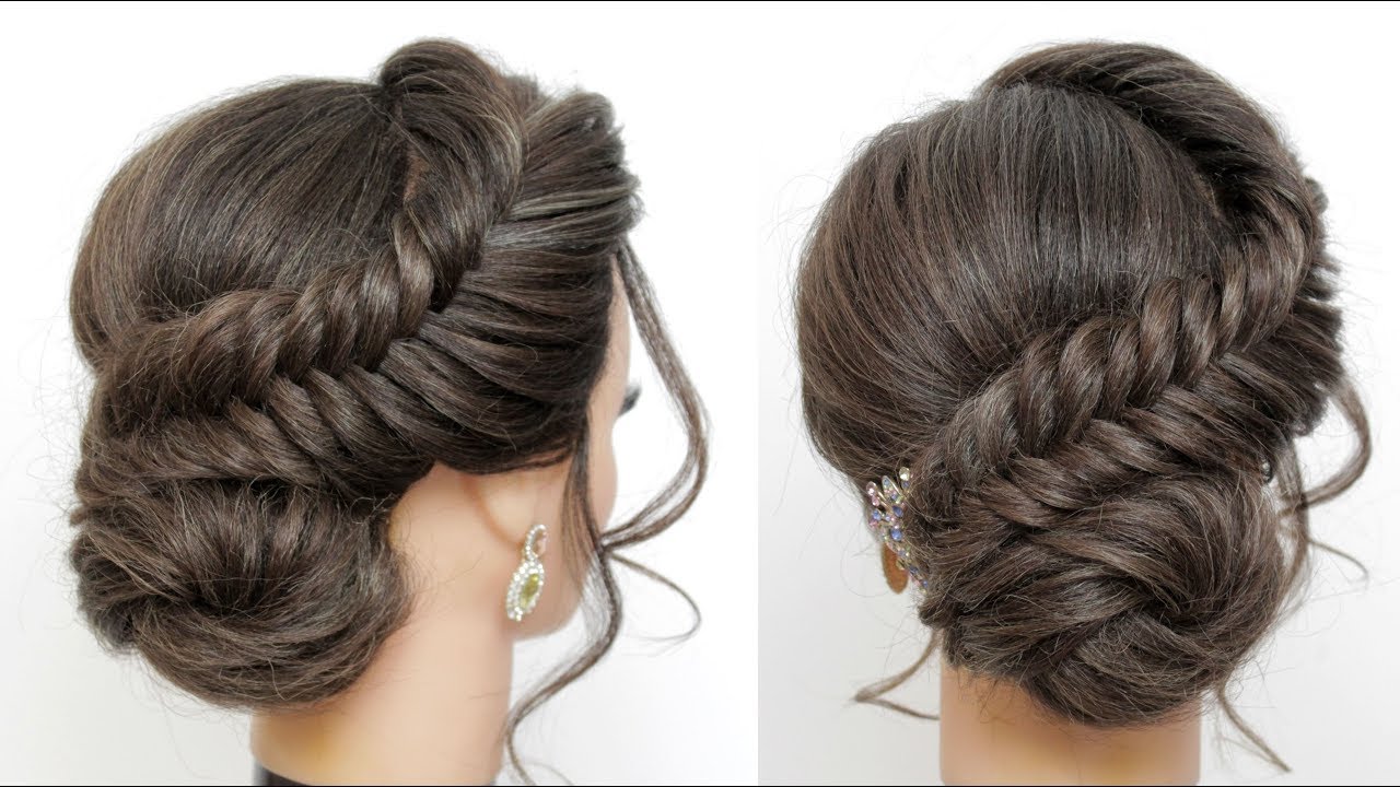 Side Low Bun Updo Wedding Prom Hairstyles For Long Hair