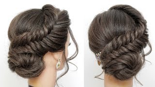 Side Low Bun Updo. Easy Bridal Hairstyle For Long Hair