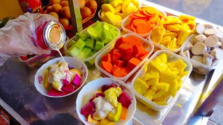 Creamy & Juicy! $1.25 Mixed Fruit Dessert That Served By A Young Lady  Cambodian Street Food