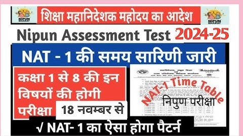 NAT-1 परीक्षा 18 सितम्बर से कराए जानें के संबंध में | Nipun Assessment Test 2024 | NAT Exam Model