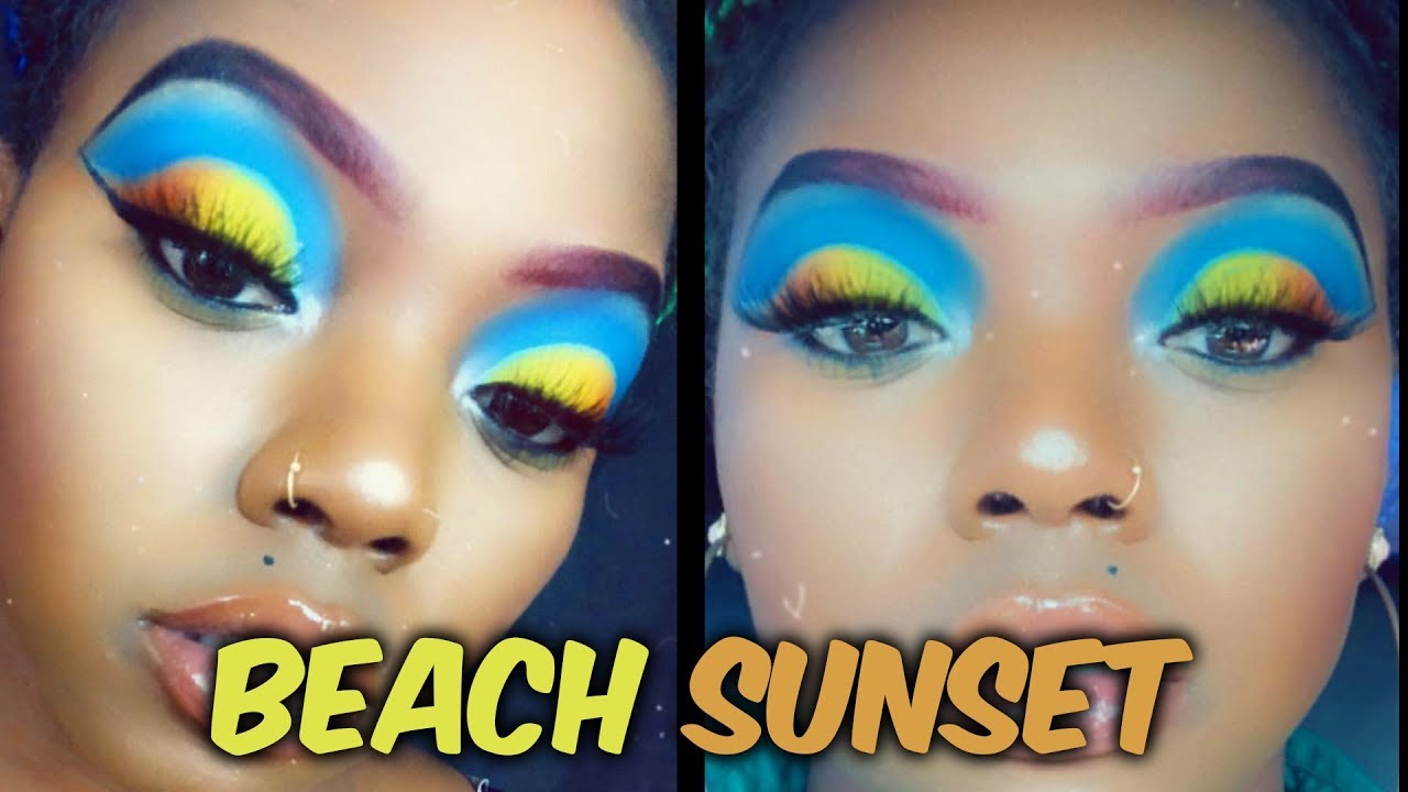how to do sunset eyeshadow (cut crease with a cat eyes... Beach Sunset Eyeshadow Tutorial | Cut Crease | Beginners Makeup ...