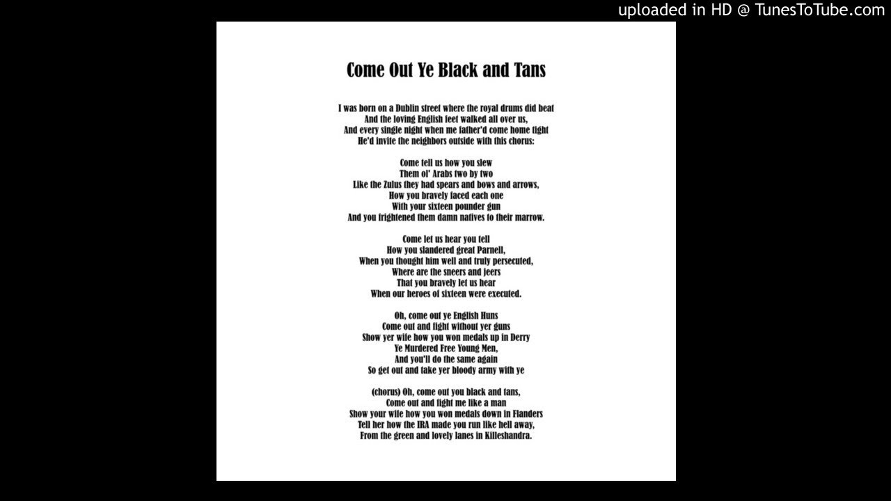 Come Out Ye Black And Tans Lyrics