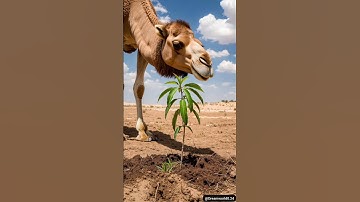 Camel save the mango tree from drying up by watering it 🙂#ai #save  #tree