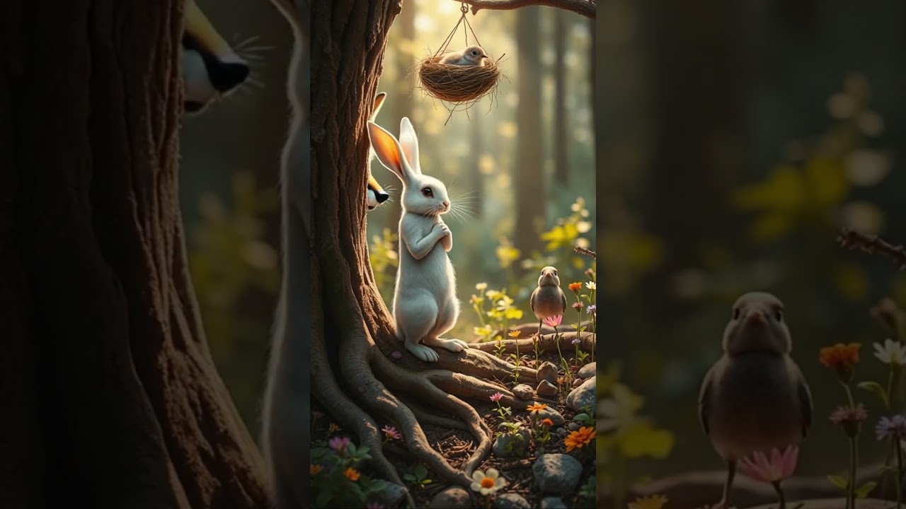 Rabbit Saves a Baby Bird! 