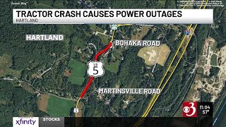 Tractor crash in Hartland causes power outages Monday night