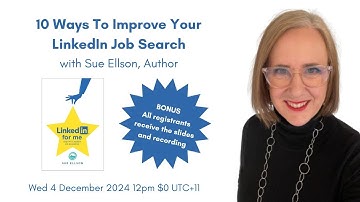 10 Ways To Improve Your LinkedIn Job Search By Sue Ellson #linkedin #jobsearch #sueellson