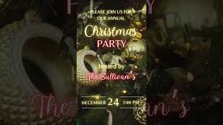 Gold Christmas Party Video Invitation Template Christmas Dinner Invite Holiday Invitation Family