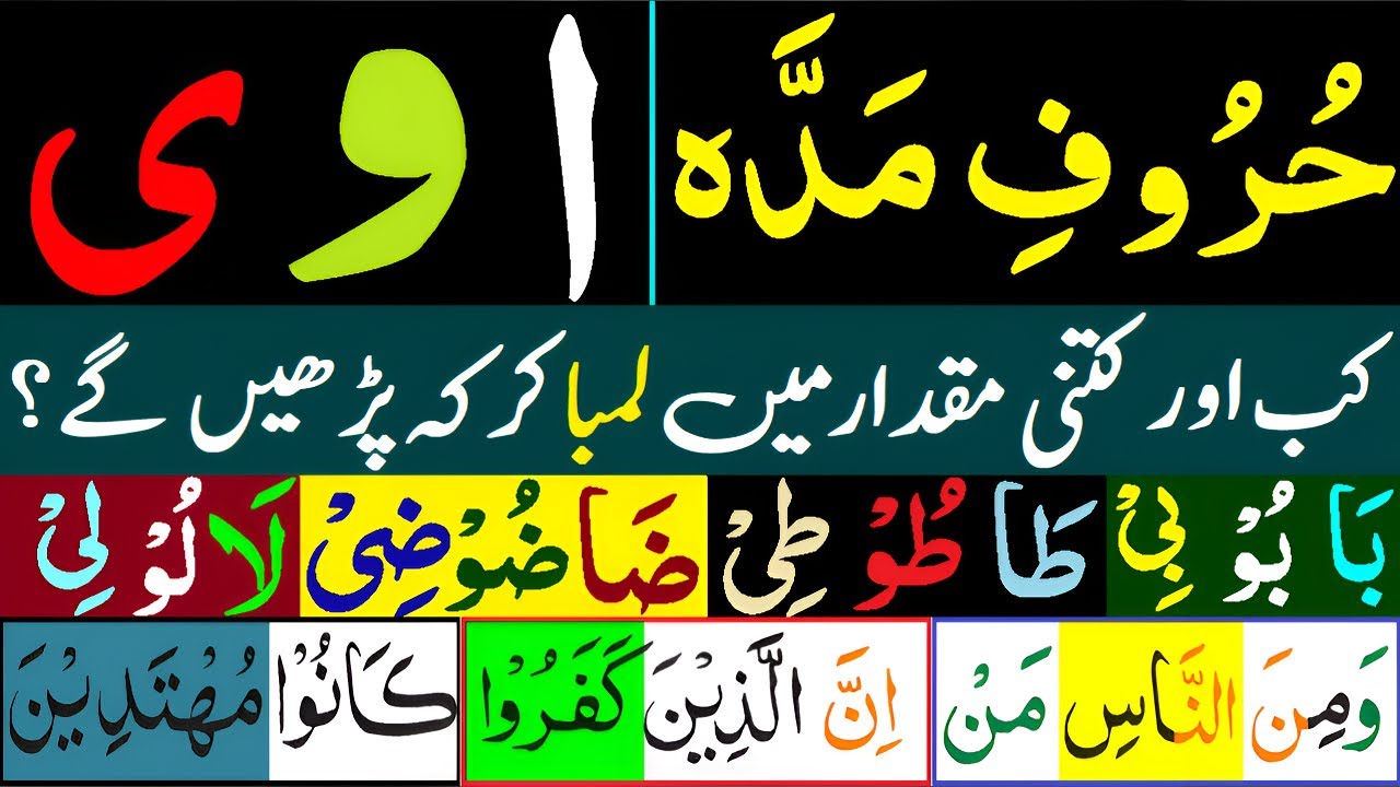 Mada Letters Haroof E Maddah Rules | Maddah Letters Explain | ALIF, WAW & YAA Maddah ...