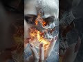 Double exposure hyper-realistic colourful photograph of a beautiful and mystical female shaman go...