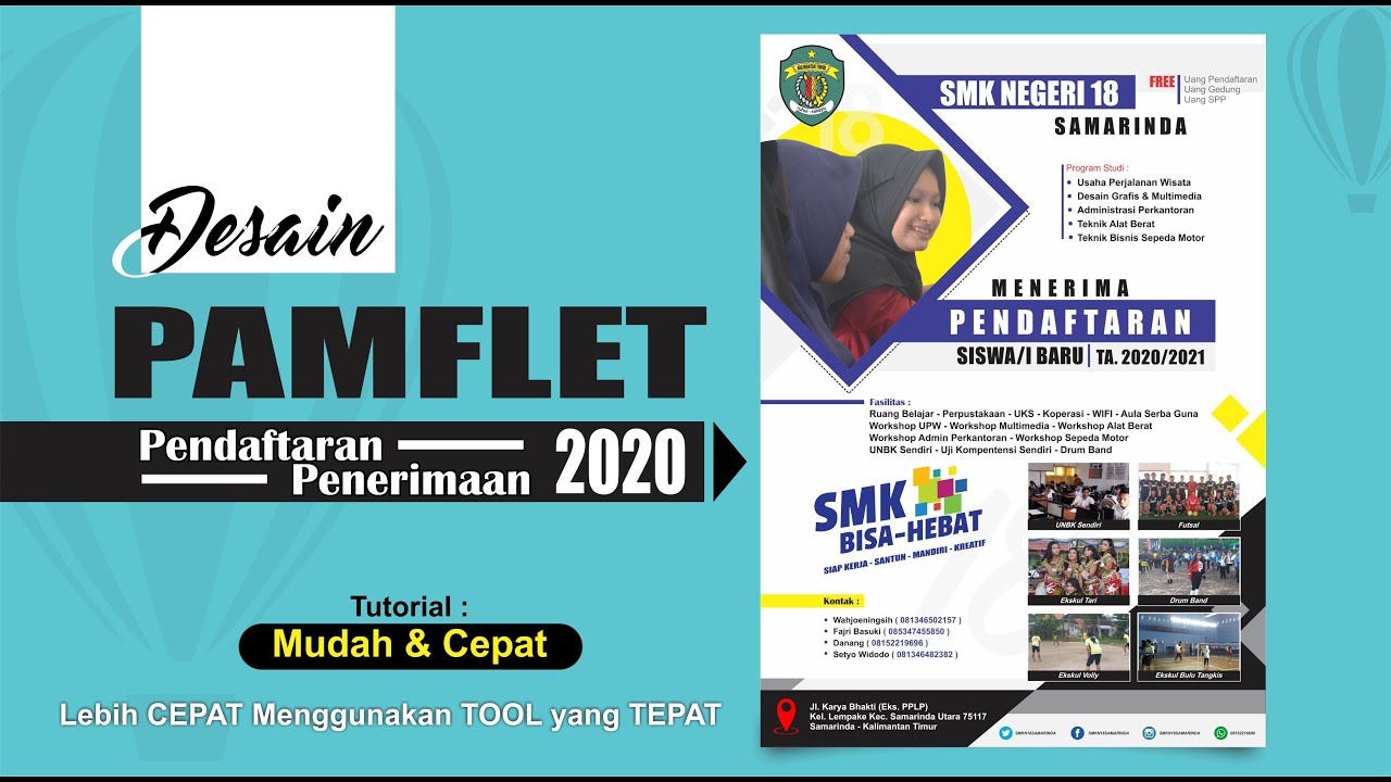 Tutorial Desain Pamflet Pendaftaran 2020 Dengan Coreldraw Pamphlet Design Youtube