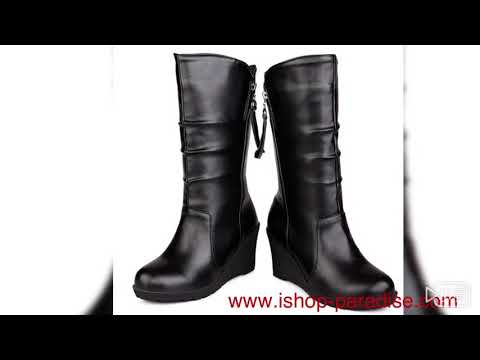 Womens Wedges heel shoes Chelsea booties leather Chunky Boots Plus size SB57# Womens Wedges heel shoes Chelsea booties leather Chunky Boots Plus size SB57#