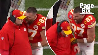 Irate Travis Kelce screams at coach Andy Reid mid-Super Bowl after Chiefs fumble image