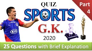 Sports G.K. 2020 | Part-4 | Quiz | For All Competitive Exams | screenshot 2