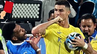 Cristiano Ronaldo Red Card For Elbowing A Defender During Al-Nassr's 2-1 Defeat by Al-Hilal