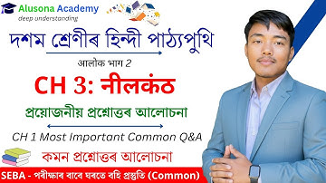 Class 10 Hindi: नीलकंठ | Chapter 3 Question Answer Assamese Medium | SEBA आलोक भाग-२ Lesson 3