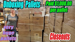 Unboxing Pallets of Closeouts we have 100's of items and I paid $1,000.00 for each pallet