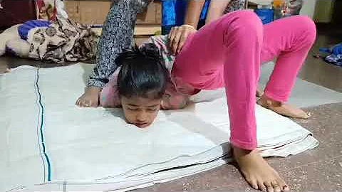 Crazy Indian contortion girl doing passive back bend training