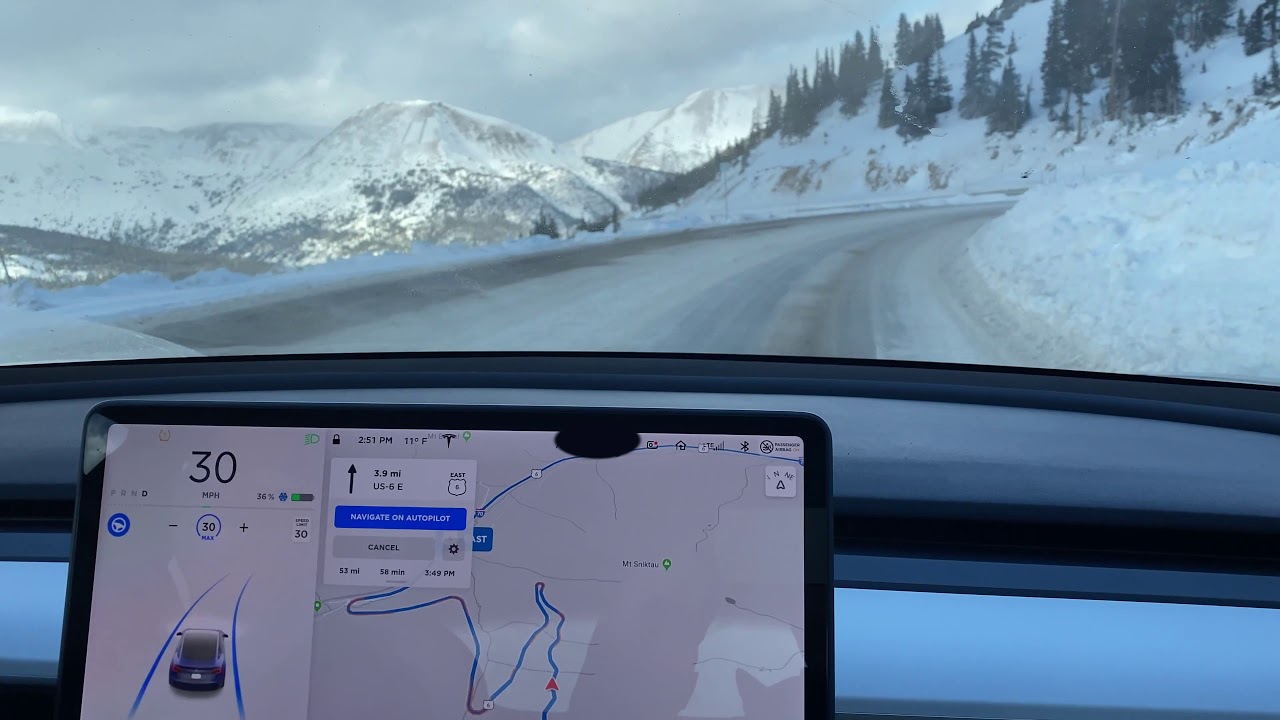 Tesla Model 3 Autopilot in snow Loveland Pass, CO YouTube