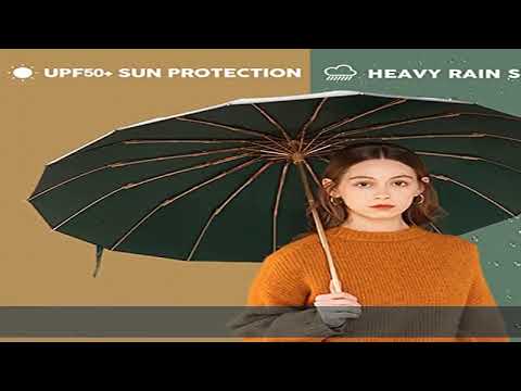 OZ SMART Sun/Rain Compact Umbrella, UPF 50 UV Protection 16 Fibreglass Ribs Super Windproof Folding