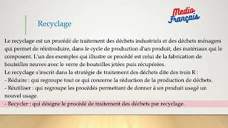 Leçon 2: le Recyclage (إعادة التدوير) - Niveau intermédiaire