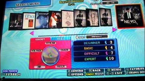 Dance Dance Revolution II: wii default song list
