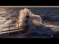 Stunning 5 michigan lighthouse getting hit with gale force winds 4k drone footage