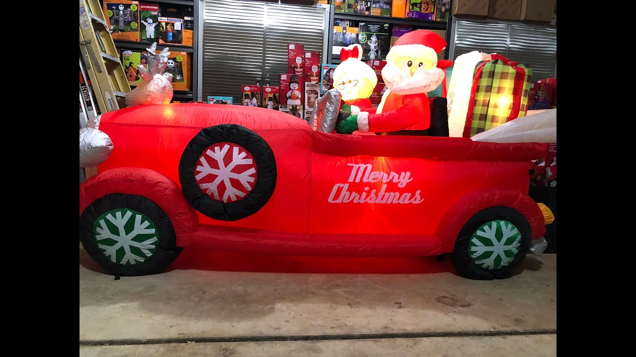 Review: Gemmy LED Santa and Mrs. Claus Driving Scene - 7.5 foot - YouTube