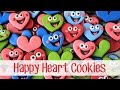 Decorated happy heart cookies for valentines day