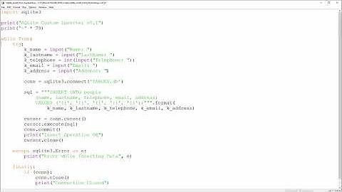 SQLite & Python - 4 - Insert Values to a Table from User Input