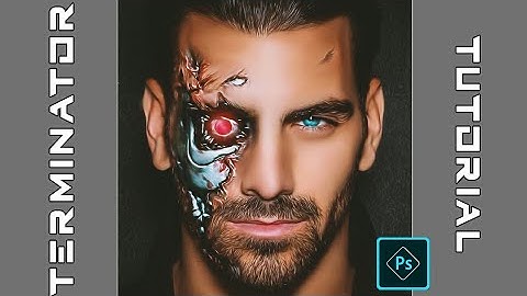 Speed tutorial Photoshop;How to make terminator  half robot face in Photoshop