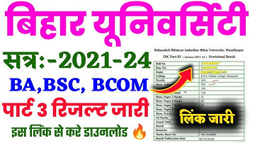 ✅Bihar University Muzaffarpur पार्ट 3 रिज़ल्ट जारी 2024।🔴 Brabu Part 3 Result 2021-24 Download