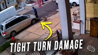 Driver Ripped a Bumper and Grill off Car While Making a Tight Turn