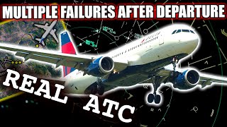 Multiple failures after departure | Delta Air lines A320 | REAL ATC