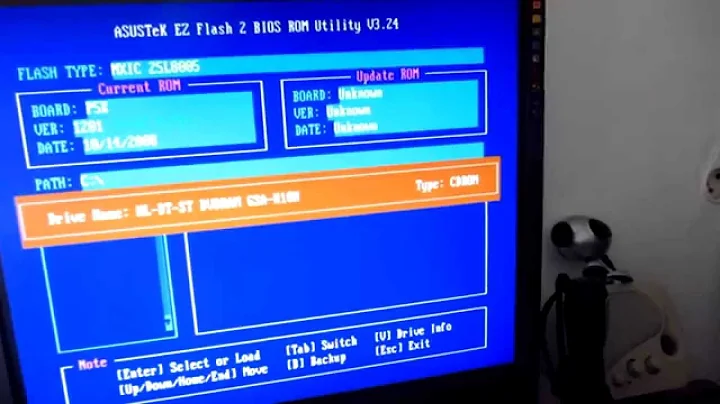 BIOS update attempt on ASUS P5K motherboard