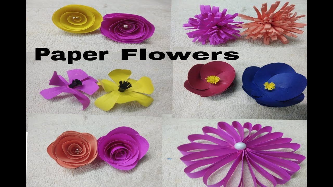 6 easy paper flowers//diy paper flowers//how to make paper flowers.. - YouTube