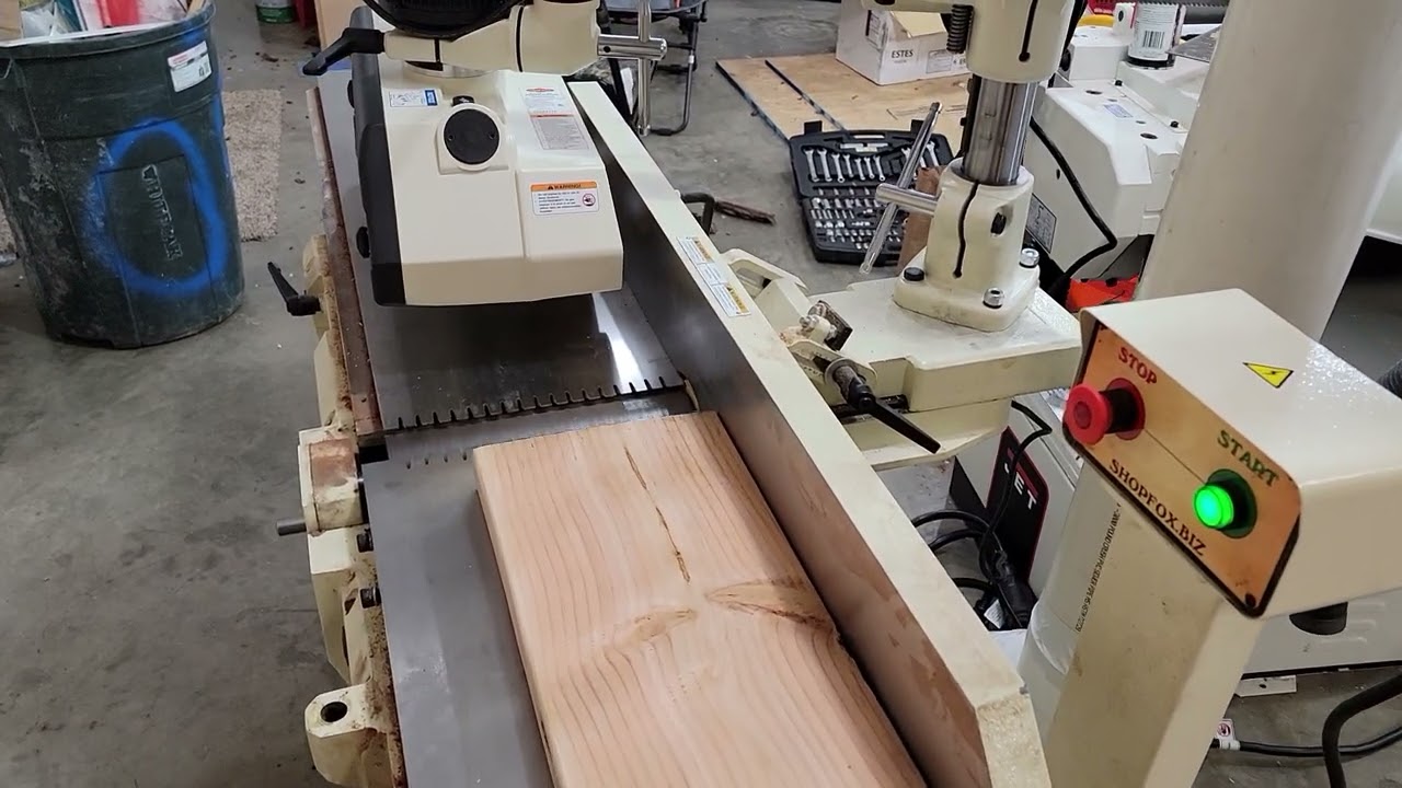 Power Feeder on a 12in Jointer - First Run!