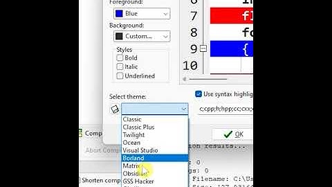 Enable dark mode on Dev C++