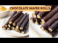 Chocolate Wafer Rolls At Home | No Egg | Chocolate Cigar Rolls Recipe | Crispy Chocolate Cigarettes