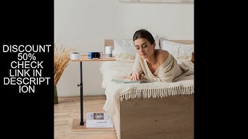 Vantic C Shaped End Table, Small Couch Side Table, Sturdy Slide Under Sofa Table with Metal Frame fo