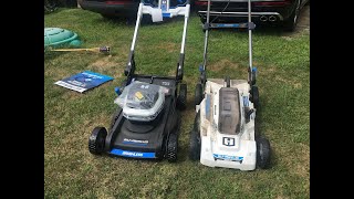 Hart RYOBI 40v Lawn Mower Comparison HLPM02 old original Self Propelled to Newer HLPM06 21" 20"