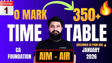 0 to 350+ AIR Time Table for CA Foundation January 2026 I Best Study Time table for Jan 2026 Student