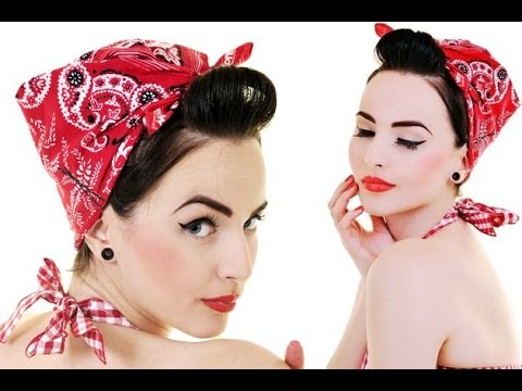 Pin-up.Прическа с платком.Прическа с банданой. Pin-up.Прическа с платком.Прическа с банданой.