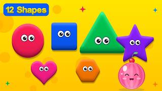 Learn 12 Shapes for Kids | Circle, Square, Triangle, Star | Shapes for Toddlers with Jelli
