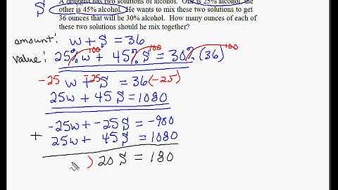 17n Word Problems 2 equations 2 unknowns   mixture   example 3