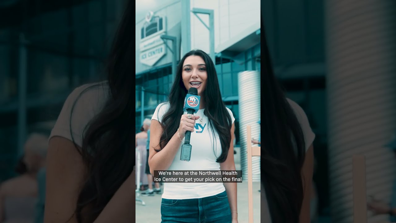 Sofia and Sparky at Northwell Health Ice Center Polling Fans on The Final Two Jersey Design Concepts